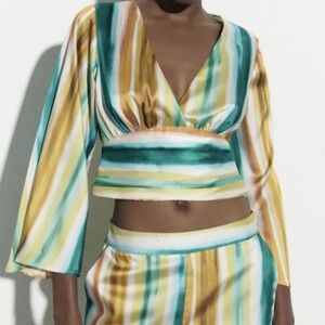 Zara Striped Crop Top Size XS NWT